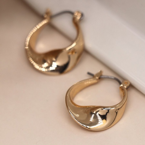 Golden Smooth Twisted Hoop Earrings by Peace of Mind